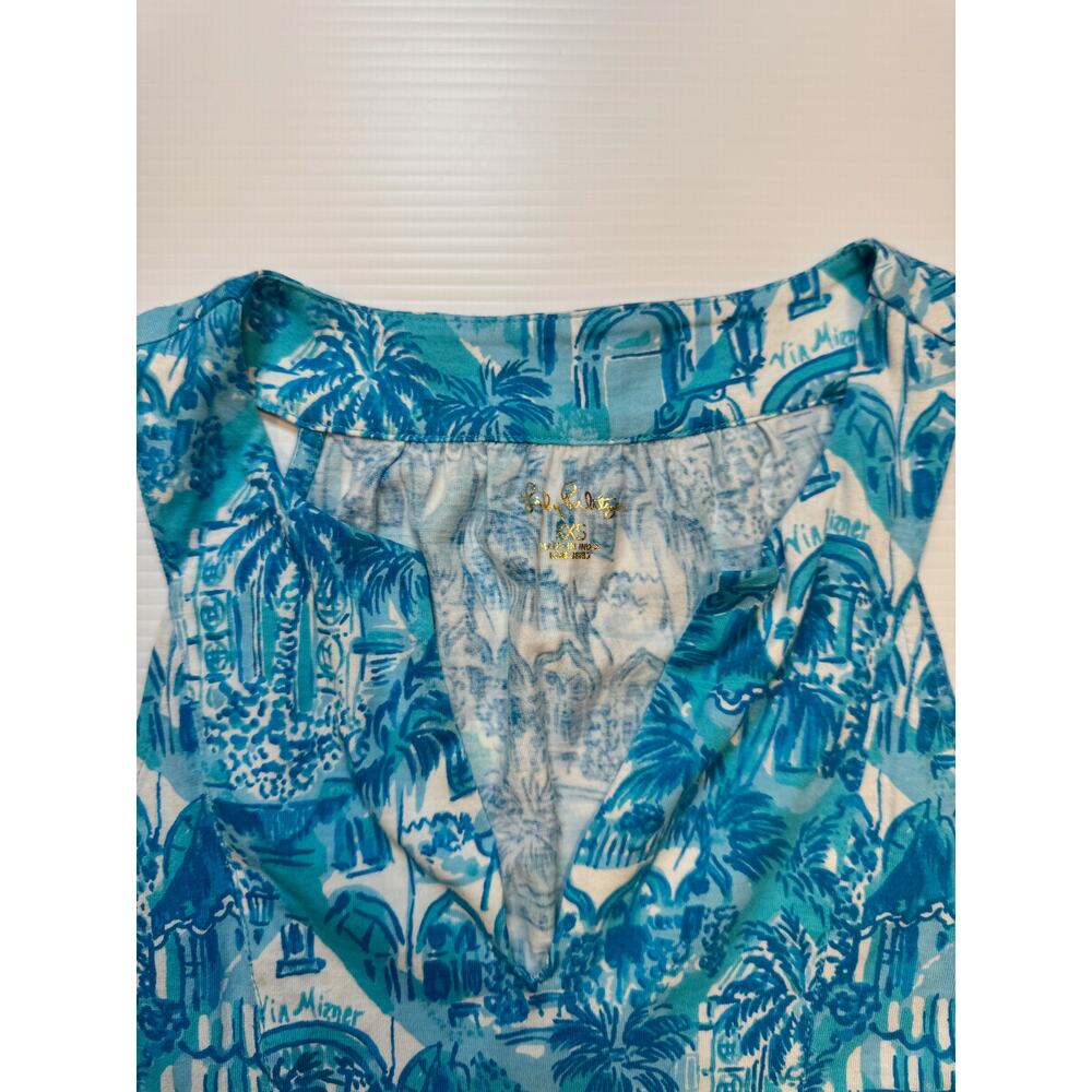 Lilly Pulitzer Lindy Dress XXS Amalfi Blue Swing Shift Resort Tropical Cotton - Picture 4 of 12